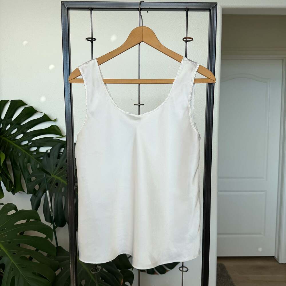 Cinema Etoile Vintage Ivory Satin Tank Top Medium Dainty Cottage Fairy Feminine